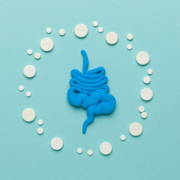 Darm - grafisch dargestellt mit Tabletten