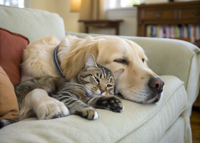 Perros y gatos amigos