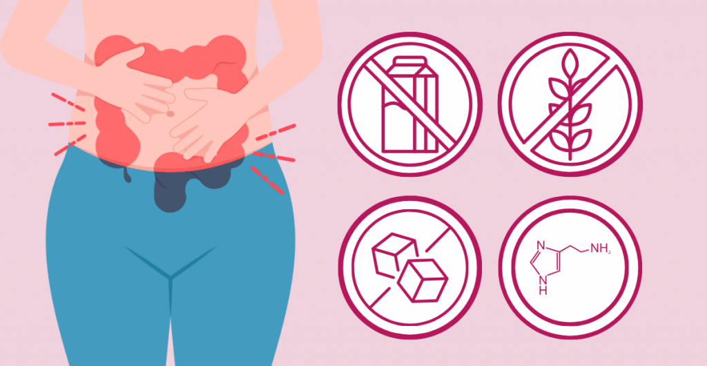 l'intolérance au lactose, l’intolérance au fructose, l'intolérance à l'histamine, l'intolérance au gluten ou la maladie cœliaque.