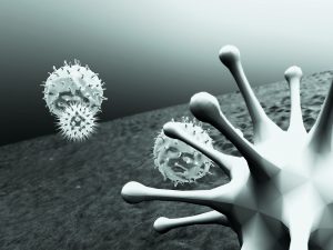 Zur Abwehr von Viren und anderen Keimen setzt das Immunsystem eine Armada spezifischer Zellen ein, wie Leukozyten und Lymphozyten.